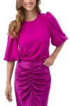 Trina Turk Magnolia Puff Sleeve Top In Pink