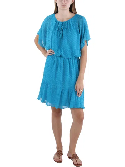 Trina Turk Mahalo Womens Silk Short Mini Dress In Blue