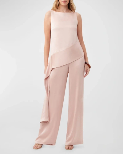 Trina Turk Makay Sleeveless Draped Satin Top In Brown