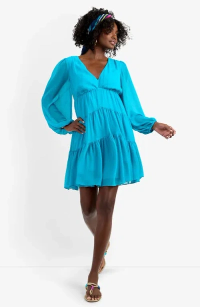 Trina Turk Make Merry Georgette Dress In Blue