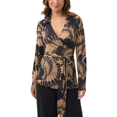 Trina Turk Makeba Printed Jersey Wrap Top In Black