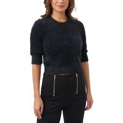 Trina Turk Maliah Fuzzy Elbow Sleeve Sweater In Black