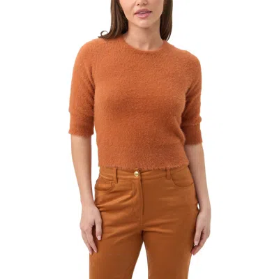 Trina Turk Maliah Fuzzy Elbow Sleeve Sweater In Brown