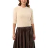 Trina Turk Maliah Fuzzy Elbow Sleeve Sweater In Neutral