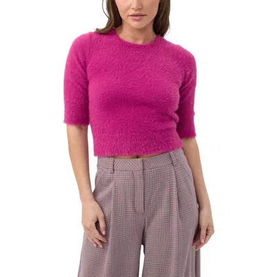 Trina Turk Maliah Fuzzy Elbow Sleeve Sweater In Purple