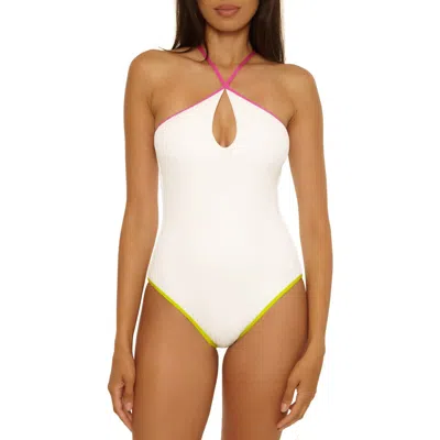 Trina Turk Maori Colorblock Binding One-piece Swimsuit In White