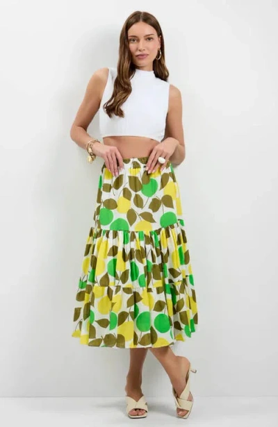 Trina Turk Marsay Drop Waist Midi Skirt In Multi