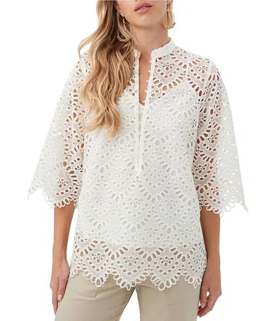Trina Turk Martigues Woven Lace Top In Whitewash