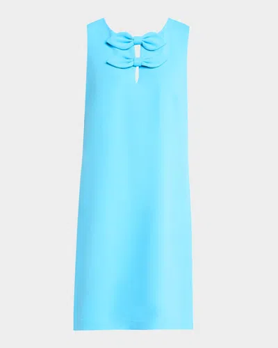 Trina Turk Martina Bow Sleeveless Mini Dress In Champion Cyan