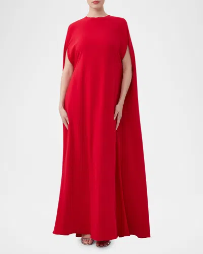Trina Turk Masquerade Trapeze Cape Gown In Red Spark