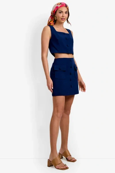 Trina Turk Medici Tailored Mini Skirt In Blue