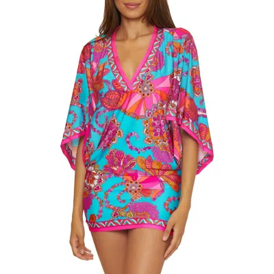Trina Turk Meilani Print Cover-up Minidress In Blue Multi