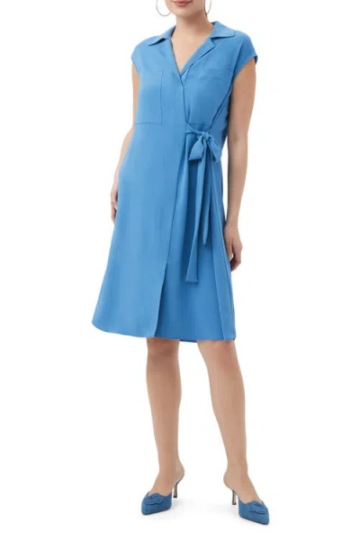 Trina Turk Meron Knee Length Wrap Dress In Blue