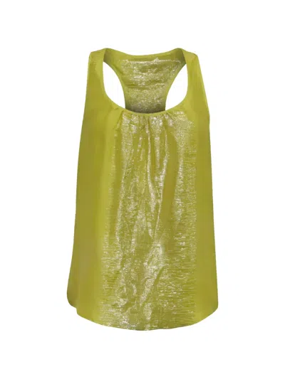 Pre-owned Trina Turk Metallic Silk Tank Top In Green