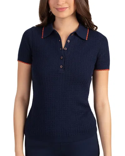 Trina Turk Milan Wool Polo In Blue