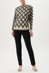 Trina Turk Minato Printed Knit Jacquard Long Sleeve Top In Black