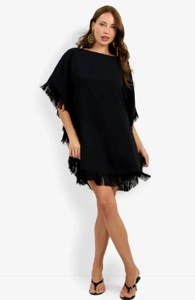 Trina Turk Mini Neena Fringe Dress In Black