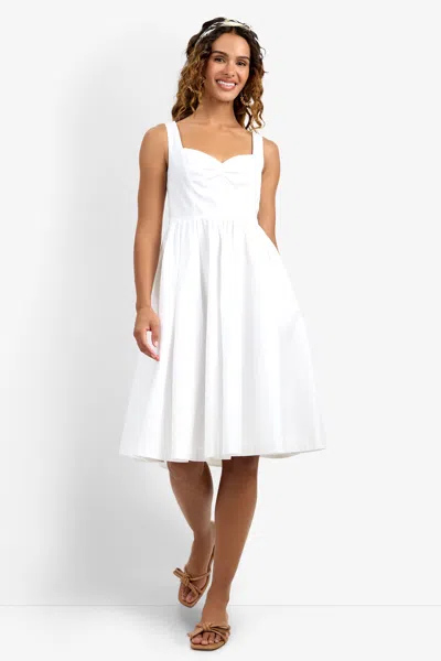Trina Turk Mirabello Sweetheart Neck Midi Dress In White