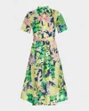 Trina Turk Misola 2 Floral-print Cotton Midi Shirtdress In Multi