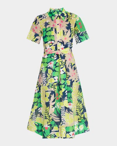 Trina Turk Misola 2 Floral-print Cotton Midi Shirtdress In Multi