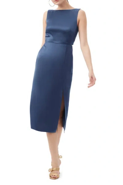 Trina Turk Mochi Satin Sheath Dress In Blue