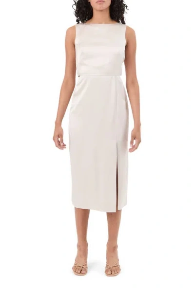 Trina Turk Mochi Satin Sheath Dress In White