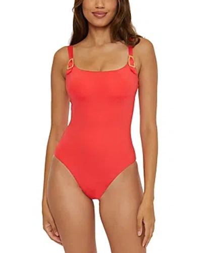 Trina Turk Monaco Buckled Strap Swimsuit In Orange