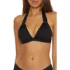 Trina Turk Womens Monaco Hardware Trim Halter Bikini Top Monaco Ruched Sash High Waist Bikini Bottoms In Black