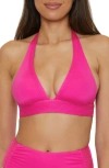 Trina Turk Womens Braided Trim Halter Bikini Swim Top In Pink Parade
