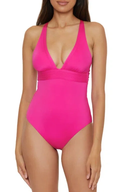 Trina Turk Monaco Plunge One-piece Swimsuit In Pink Parade