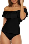 Trina Turk Monaco Off The Shoulder Ruffle One-piece Swimsuit In Black
