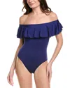 Trina Turk Monaco Ruffle One-piece In Blue