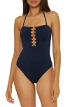 Trina Turk Monaco Strapless One-piece Swimsuit In Ink