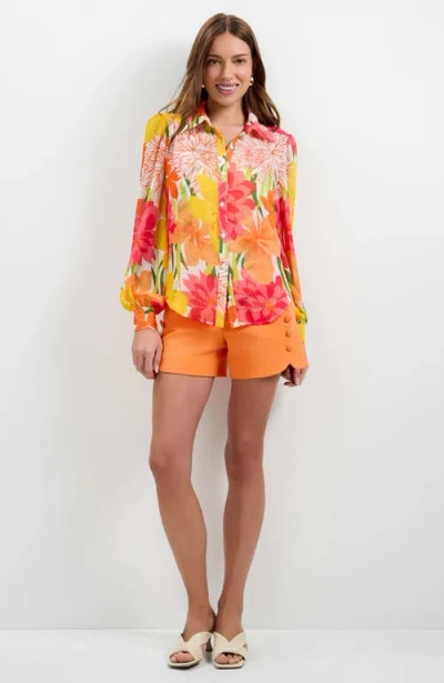 Trina Turk Monte Balloon Sleeve Top In Orange