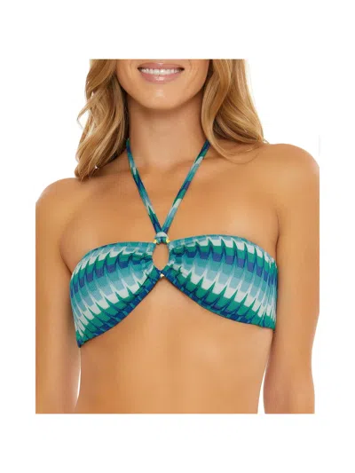 Trina Turk Moonray Bandeau Top Womens Knit Polyester Bikini Swim Top In Multi