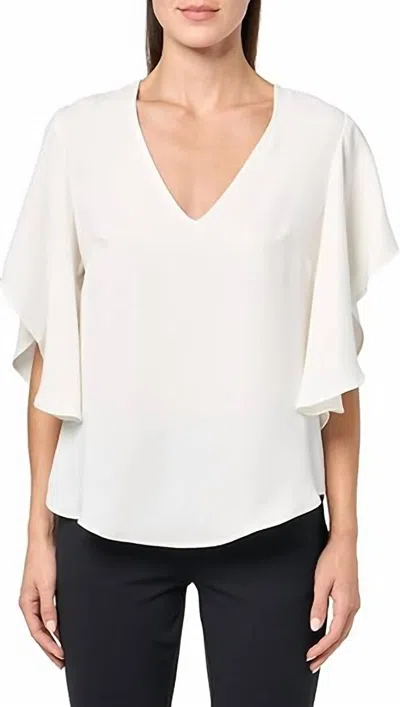 Trina Turk Moore Flutter Sleeves Top In Whitewash