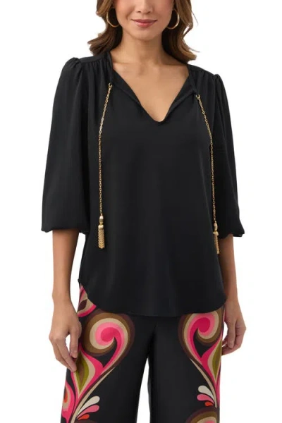 Trina Turk Morabi Chain Link Hardware Top In Black