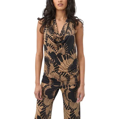 Trina Turk Mosiac Printed Jersey Cowl Neck Top In Multi