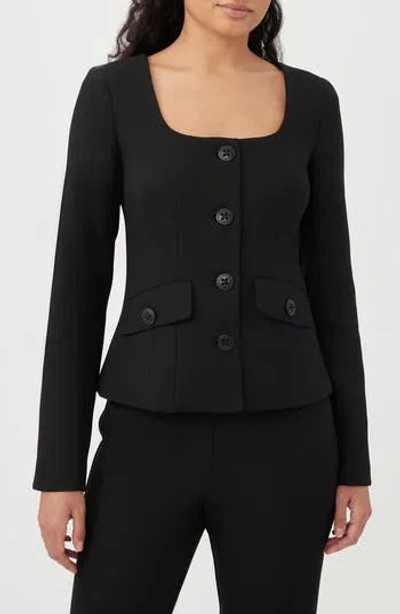 Trina Turk Mott Square Neck Blazer In Black