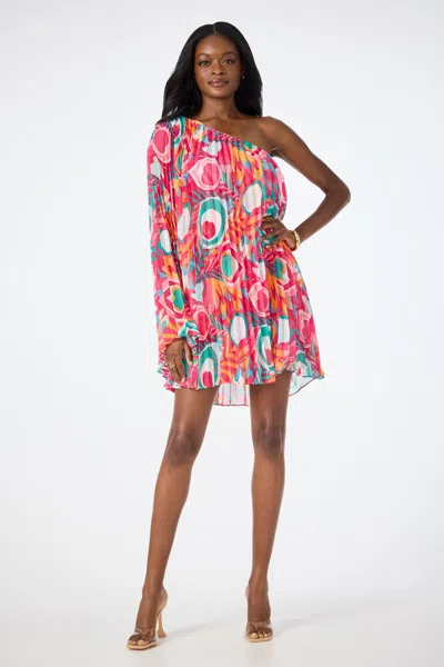 Trina Turk Narbonne One-shoulder Mini Dress In Multi