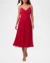 Trina Turk Natalie Pleated Georgette Midi Dress In Fairy Fuchsia