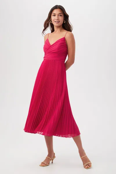 Trina Turk Natalie Sleeveless A-line Midi Dress With Accordion Pleats In Pink
