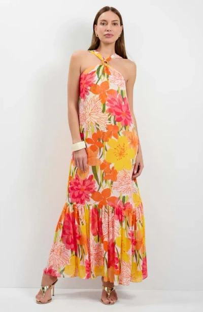 Trina Turk Navigli Twist-front Maxi Dress In Multi