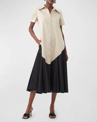 Trina Turk Neola 2 Colorblock Midi Shirtdress In Multi