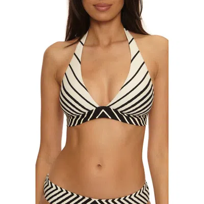 Trina Turk Net Stripe Halter Rib Bikini Top In Multi