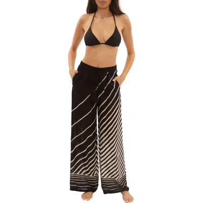 Trina Turk Net Stripe Wide Leg Cover-up Pants In Black