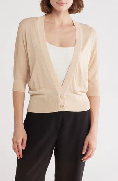 Trina Turk Nola Three-quarter Sleeve Cardigan In Brown