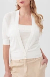 Trina Turk Nola Three-quarter Sleeve Cardigan In White