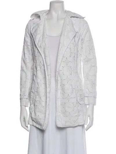 Pre-owned Trina Turk Nylon Floral Print Evening Jacket In White