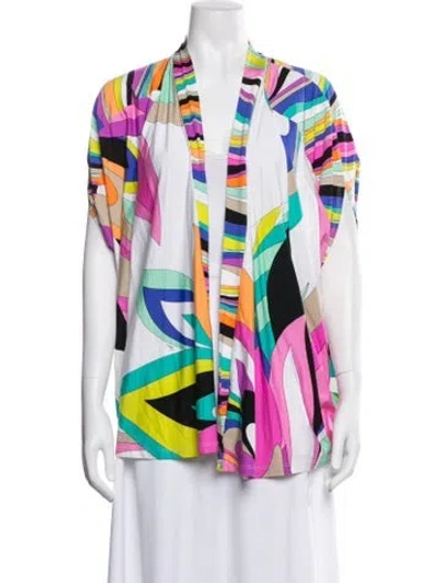Pre-owned Trina Turk Nylon Graphic Print Jacket In White